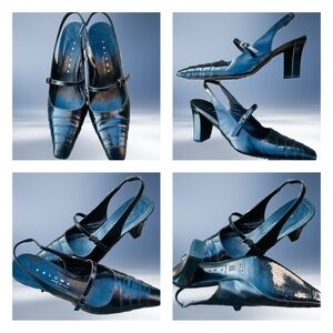 Paloma Made in Italy Black Leather Pumps Heels Shoes 6 M